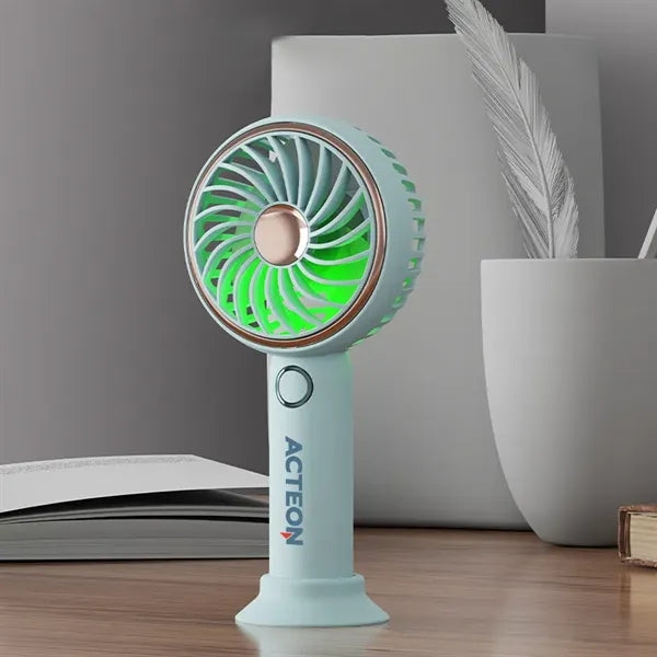 Simple fresh LED and Handheld USB rechargeable Fan
