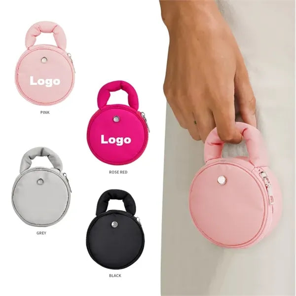 3D Round Small Cosmetic Bag 4'' Cable Organizer Coin Pouch