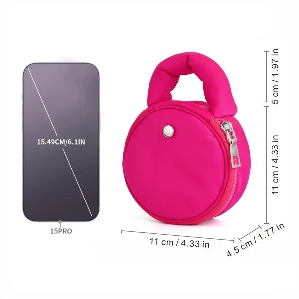 3D Round Small Cosmetic Bag 4'' Cable Organizer Coin Pouch