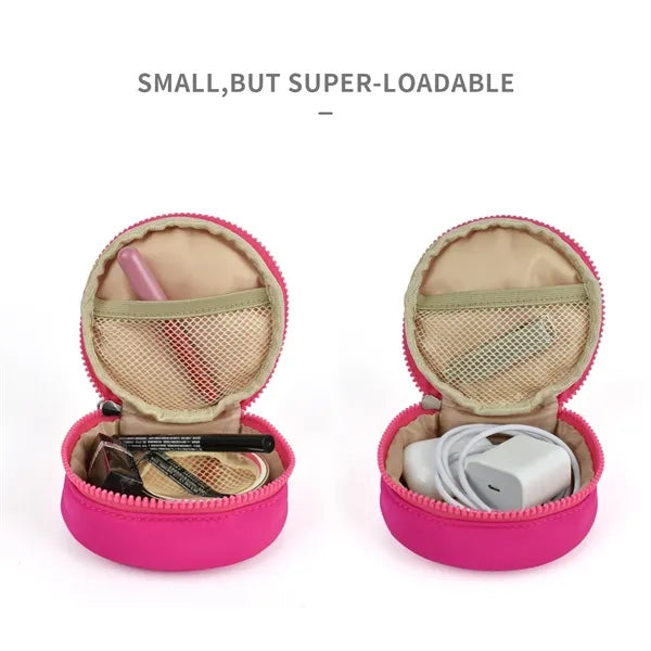 3D Round Small Cosmetic Bag 4'' Cable Organizer Coin Pouch