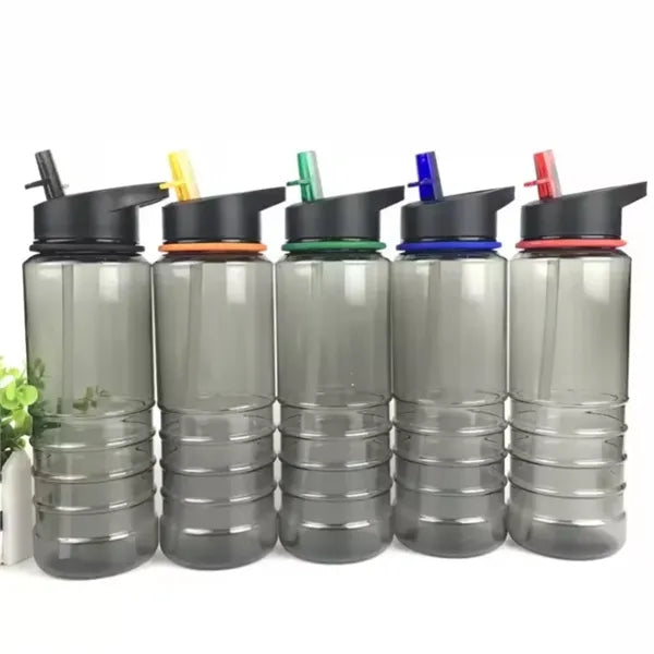 Leakproof plastic sports water bottle with straw-27oz