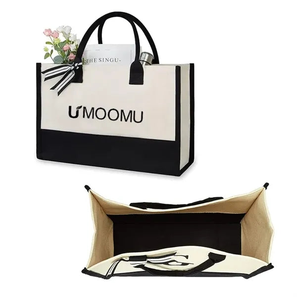 Classic Black and White Canvas Tote Bag