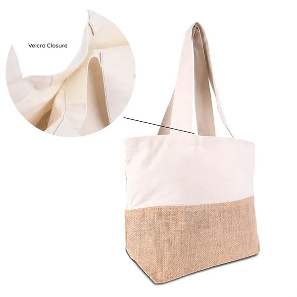 Cotton Canvas Tote Bag with Jute Gusset