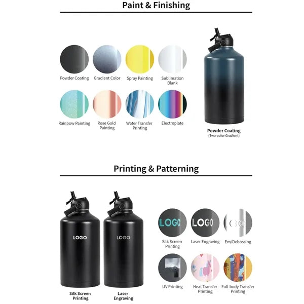 64oz Insulated Vacuum Cooling Water Bottle