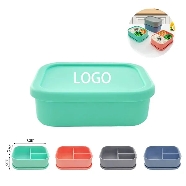 Three-Compartment Anti-Scratch Silicone Lunch Box, Microwave