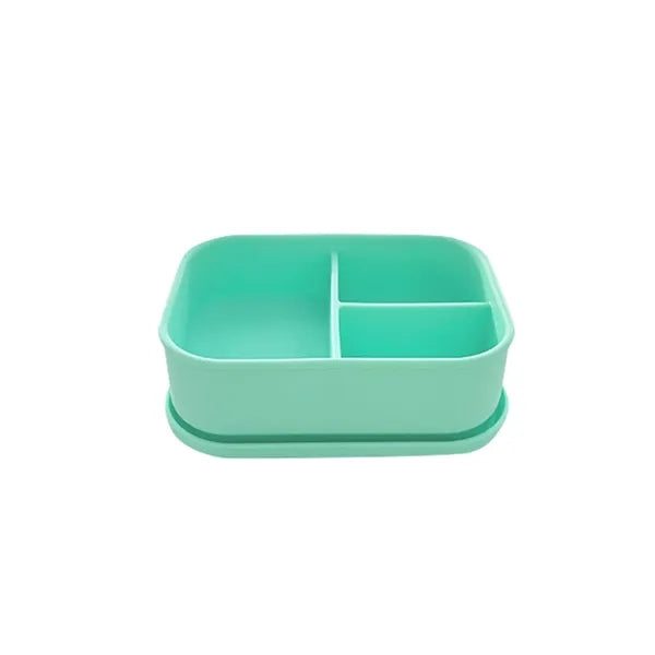 Three-Compartment Anti-Scratch Silicone Lunch Box, Microwave