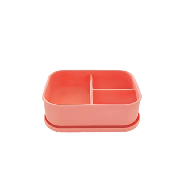 Three-Compartment Anti-Scratch Silicone Lunch Box, Microwave