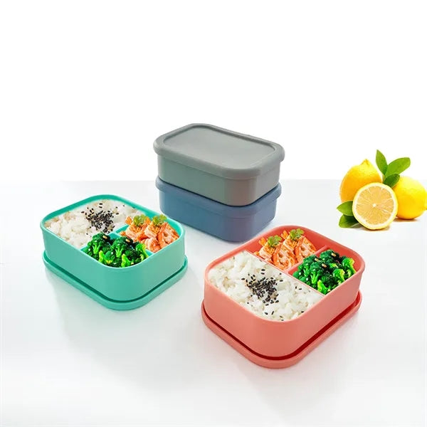 Three-Compartment Anti-Scratch Silicone Lunch Box, Microwave