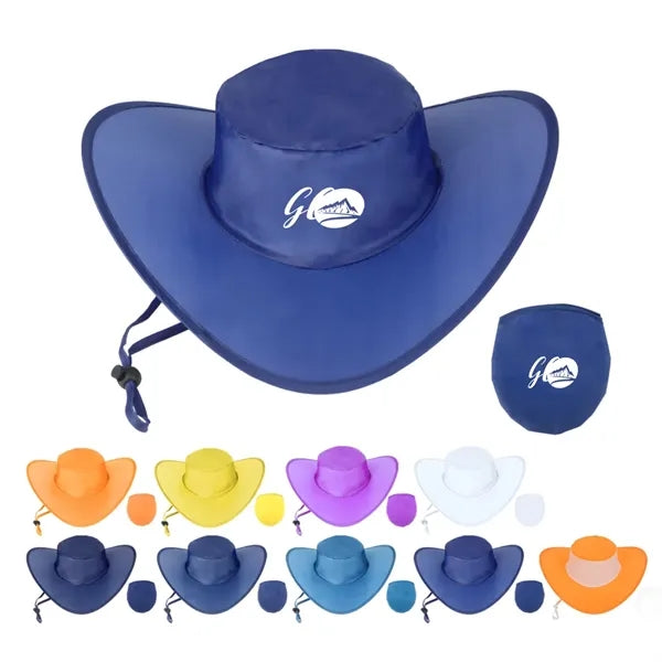 Polyester Foldable Cowboy Hat In Pouch