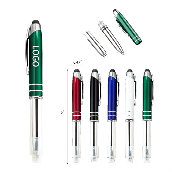 LED light Ballpoint Pen with Stylus Tip, Soft Touch Screen