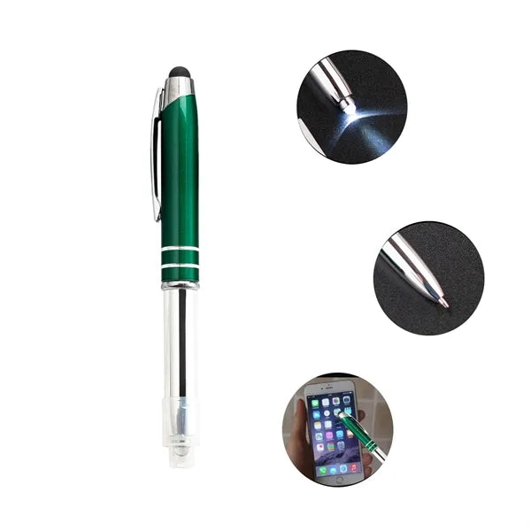 LED light Ballpoint Pen with Stylus Tip, Soft Touch Screen