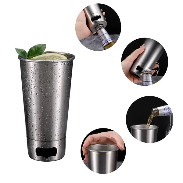 304 Stainless Steel Single Tier Beer Mug with Bottle Opener