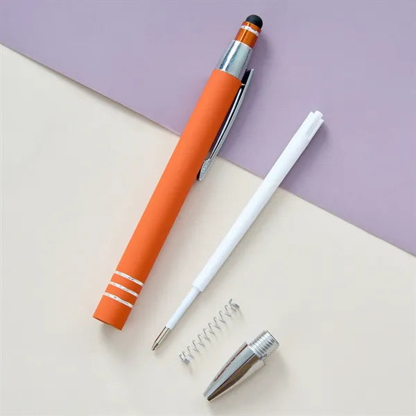 Metal Ballpoint Pen with Stylus Tip, Soft Touch Click