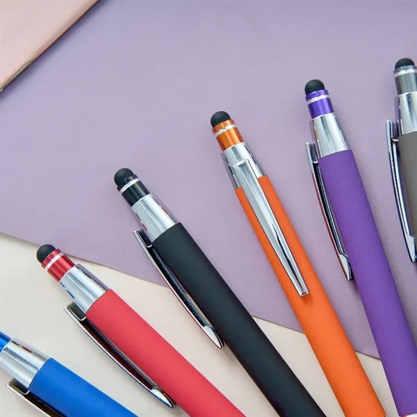 Metal Ballpoint Pen with Stylus Tip, Soft Touch Click