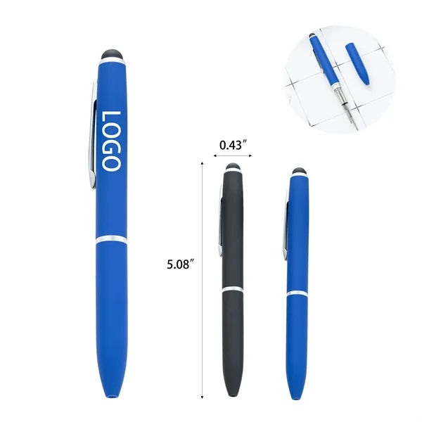 Metal commercial ballpoint pen, Stylus Tip, Soft Touch Click