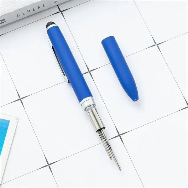 Metal commercial ballpoint pen, Stylus Tip, Soft Touch Click