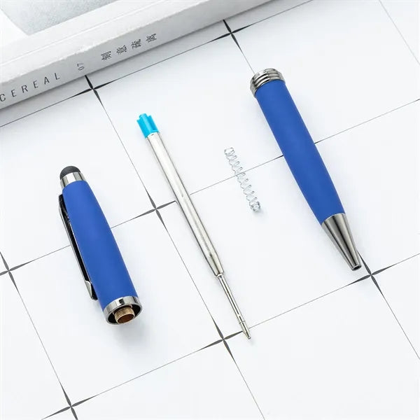 Metal commercial ballpoint pen, Stylus Tip, Soft Touch Click
