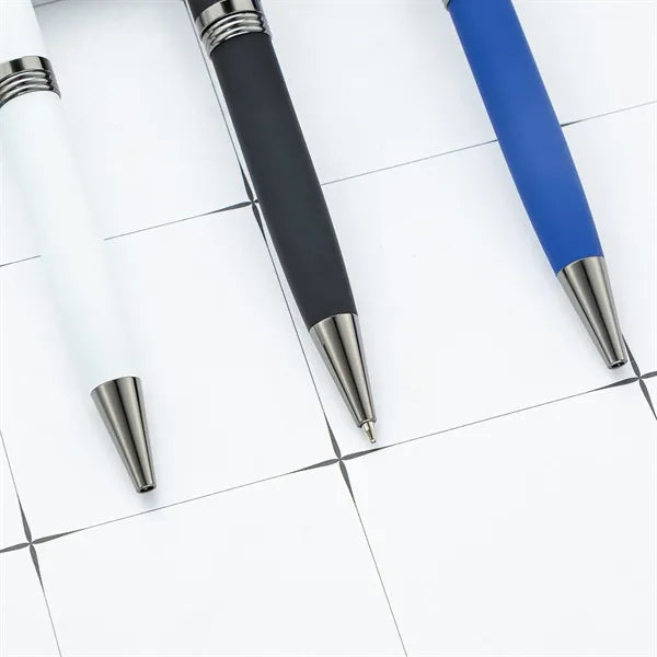 Metal commercial ballpoint pen, Stylus Tip, Soft Touch Click