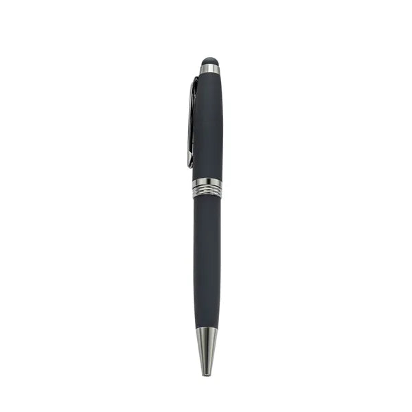Metal commercial ballpoint pen, Stylus Tip, Soft Touch Click