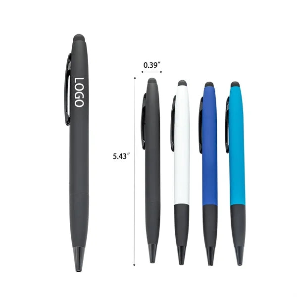 Metal commercial ballpoint pen, Stylus Tip, Soft Touch Click
