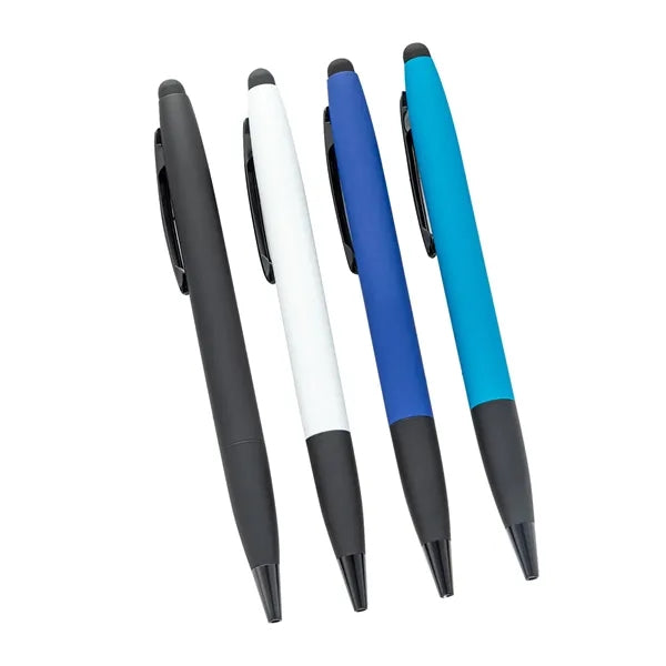 Metal commercial ballpoint pen, Stylus Tip, Soft Touch Click
