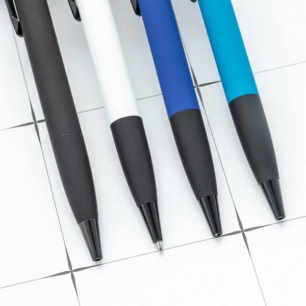 Metal commercial ballpoint pen, Stylus Tip, Soft Touch Click