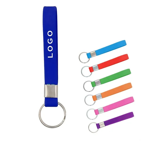 Screen Printed Silicone Wristband Keychain