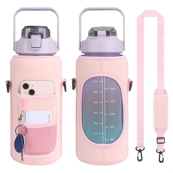 64 OZ / Half Gallon Water Bottle Bag Sleeve With 2 Pockets