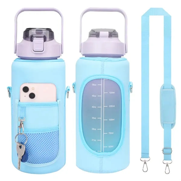 64 OZ / Half Gallon Water Bottle Bag Sleeve With 2 Pockets