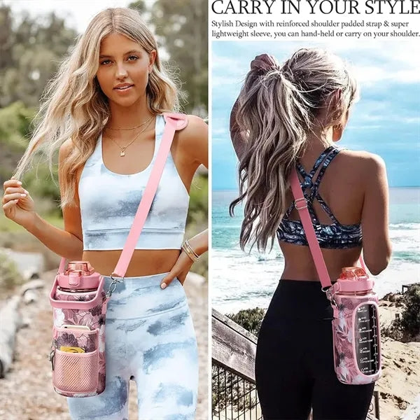 64 OZ / Half Gallon Water Bottle Bag Sleeve With 2 Pockets