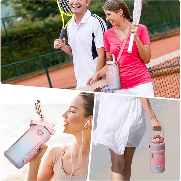 64 OZ / Half Gallon Water Bottle Bag Sleeve With 2 Pockets