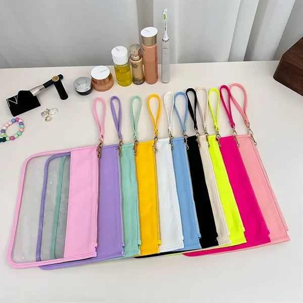 Clear PVC Zipper Pouch Nylon Makeup Bags