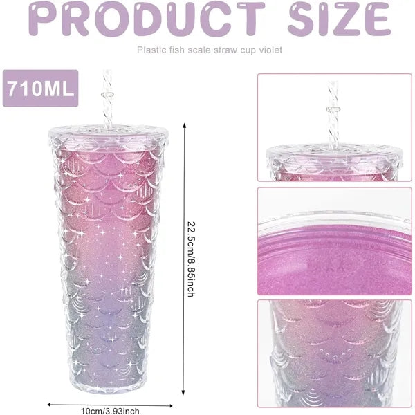 24OZ Double Wall Plastic Tumbler With Straw And Lid