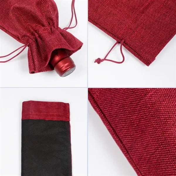 Linen Wine Bottle Gift Wrap Drawstring Bag