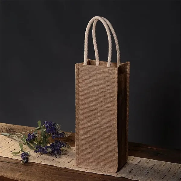 Single Burlap Jute Wine Bottle Bag