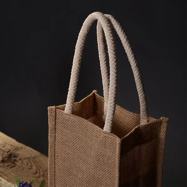 Single Burlap Jute Wine Bottle Bag