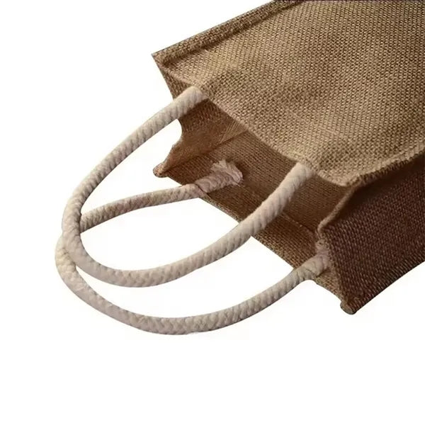 Burlap Jute Double Wine Bottle Bag With Handle