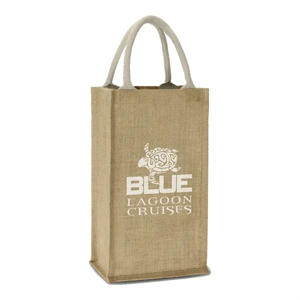 Burlap Jute Double Wine Bottle Bag With Handle