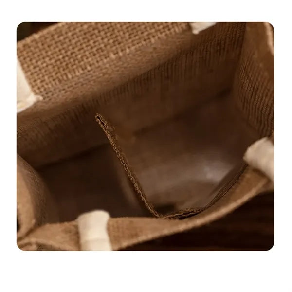 Burlap Jute Double Wine Bottle Bag With Clear Window
