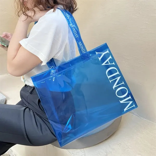 Jelly Transparent PVC Tote Bag with Zipper