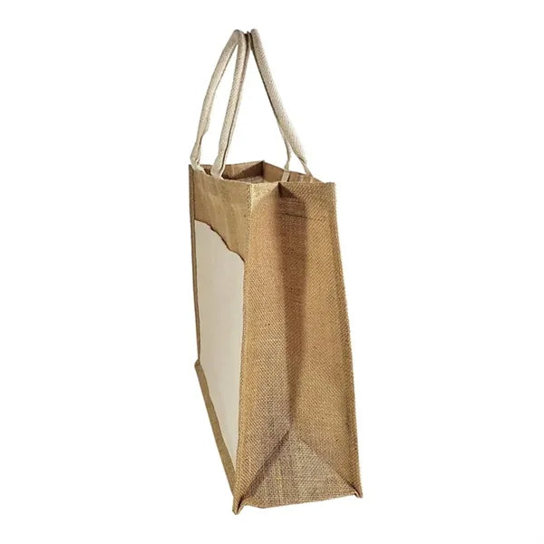 Jute Tote Bags With Canvas Front Pocket