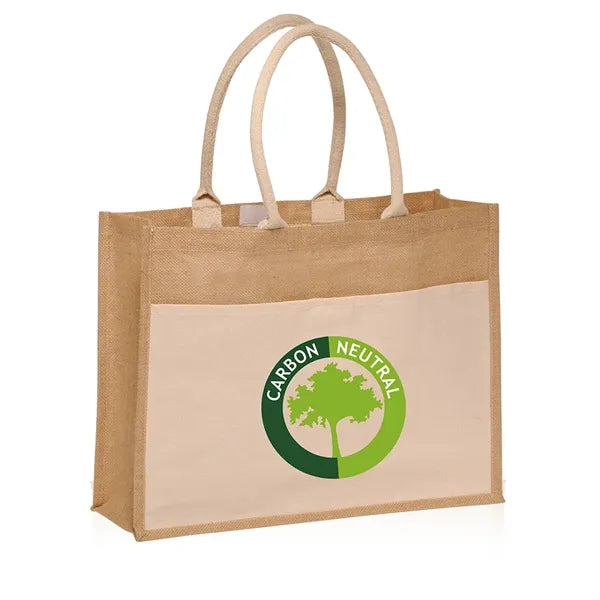 Jute Tote Bags With Canvas Front Pocket