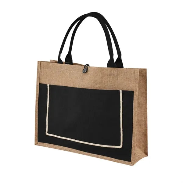 Jute Tote Bags With Canvas Front Pocket