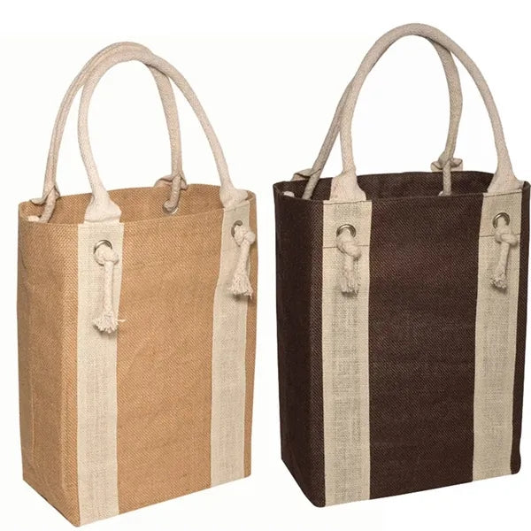Burlap Jute Wine Bottle Bag With Handle