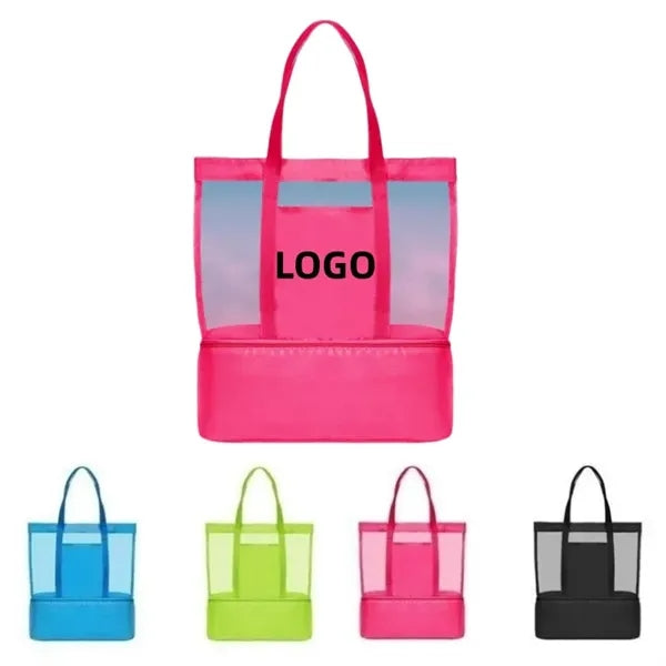 Mesh Beach Tote with Insulated Cooler Bag