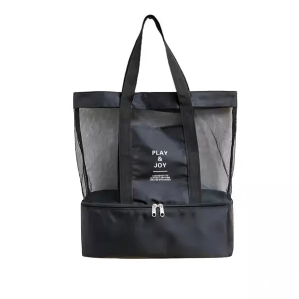 Mesh Beach Tote with Insulated Cooler Bag