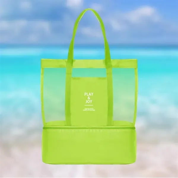 Mesh Beach Tote with Insulated Cooler Bag
