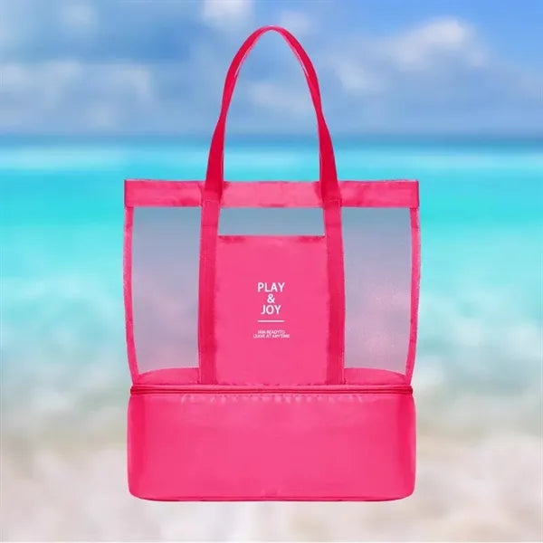 Mesh Beach Tote with Insulated Cooler Bag