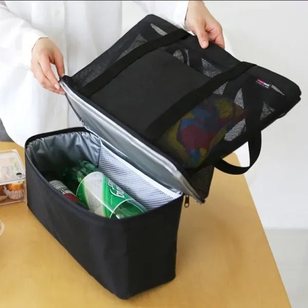 Mesh Beach Tote with Insulated Cooler Bag