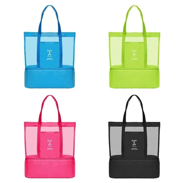 Mesh Beach Tote with Insulated Cooler Bag